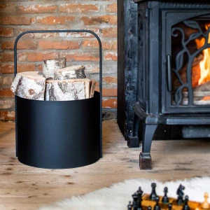 Krbový koš na drevo - KOVOVÝ KOŠÍK STOJAN NA KRB 38cm veľ
