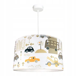 Stropná lampa do detskej izby - Závesný žiarovka stropný luster žltý automobil 1 LED dióda