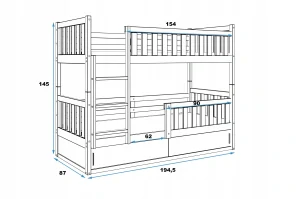 Detská poschodová posteľ - Interbeds Carino Bep Bed 87 x 194 cm