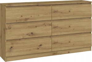 Komoda do detskej izby - Veľký komoda Malwa M6 140 cm 6 zásuviek dubový remeselník