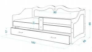 Jednolôžková posteľ pre deti - Čalúnená posteľ 180x80 zásuvka + matraca Lili