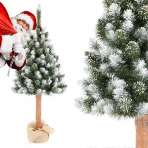 Vianočný stromček - Umelý vianočný stromček na prírodnom kufri Sneh Diamond Pine 120 cm + hrniec