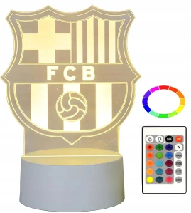Gadget pre fanúšika - FC Barcelona 3D FCB Barcelona nočná lampa 16 LED farby LED