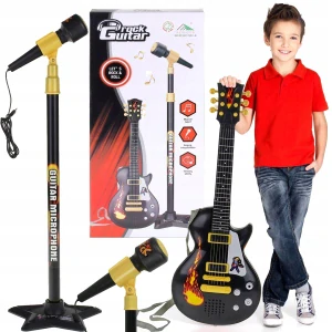 Detský hudobný nástroj - Elektrická gitara pre deti + 6 melódií mikrofón