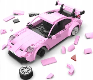 Stavebnica, slamky - BLOCKS PORSHCE 911 RUŽOVÁ RC SPORTOVÉ AUTO SET