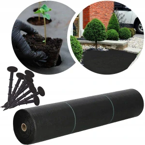 Agrotextília - AGRO LÁTKA 70G 1,1x100m ČIERNA AGRO NETKANÁ UV HRUBÁ OCHRANA PROTI PREVIDE + KOLÍKY