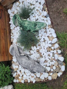 Záhradná figúrka veľká sadrový krokodíl záhradná dekorácia aligátor CROCODILE