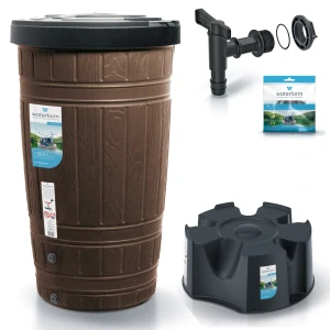 Nádrž na dažďovú vodu Prosperplast Woodcan hnedá 265 l + 2 ďalšie produkty