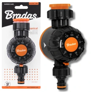 Mechanický časovač prietoku vody Bradas Black Line + nálepka značky SolFast
