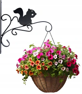 KVETINÁČ VEŠIAK 30x28cm VEVERIČKA ČIERNA DEKORATÍVNY DRŽIAK NA KVETY