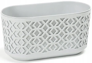 Lamelový kvetináč 39,4 cm x 19,4 x 20,3 cm plastový odtieň sivej a striebornej