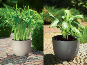 Form-Plastový kvetináč 39,5 cm x 39,5 x 29,5 cm priemer 39,5 cm plast odtiene sivej a striebornej
