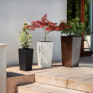 Kadax kvetináč 28,5 cm x 28,5 x 57 cm priemer 29 cm plastové odtiene hnedej a béžovej