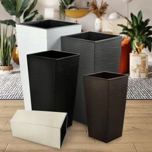 Kadax kvetináč 24 cm x 24 x 46,5 cm priemer 24 cm plast odtiene sivej a striebornej