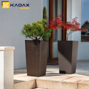 Kadax kvetináč 19 cm x 19 x 36,5 cm priemer 18,5 cm plastové odtiene hnedej a béžovej