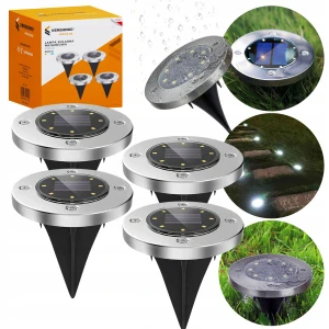 SOLÁRNA ZÁHRADNÁ HNACÍ LAMPA, NAJAZDENÁ, 8 LED, 4 KS