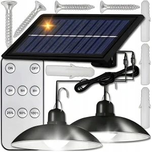 SLNEČNÁ LAMPA 2x LED LUSTER ZÁVISNÝ VONKAJŠÍ ZÁHRADNÝ PANEL SILVERSHARKY