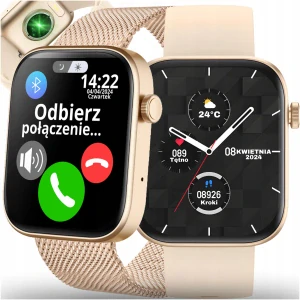 Inteligentné hodinky Heelly SMARTWATCH DÁMSKE HODINKY PL SMARTWATCH zlaté + Remienok pre inteligentné hodinky Colmi Náramok ružové zlato 22mm