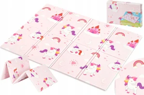 Edukačná penová podložka Sesttino Unicorn FOLDABLE, RUŽOVÁ