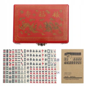 Prenosný herný set Emulitivt Mahjong Čínsky herný set hračiek Mahjong na domáce cestovanie