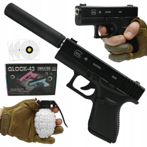 PLASTOVÁ BB pištoľ s tlmičom GLOCK KOV ASG 6mm GULIČKY ZDARMA