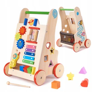 CHODÍTKO, RIDLE, DREVENÉ TLAČIDLO PRE DETI, PUZZZLE, SENSORY CUBE + Klasické nálepky EcoKidWood, 1 ks.