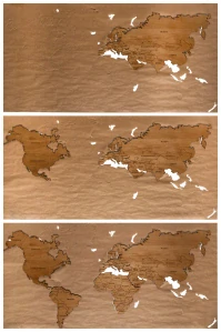 Drevená detailná mapa sveta 120x60 4 farby