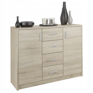 Mobene Moderná komoda 110 x 35 x 85 cm, matný dub sonoma