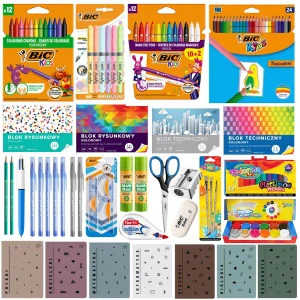 XXL SÚPRAVA ŠKOLSKÝCH VÝROBKOV PRE 4.-6. ROČNÍKY, BIC, 88 PRVKOV. vrátane SÚBORU POZNÁMOK