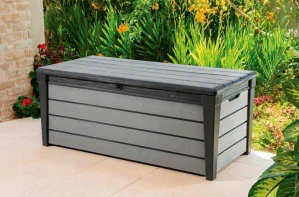 Plastový záhradný box, 455 l, sivý