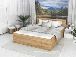 Drevená manželská posteľ AJKmeble Panama 180x200 odtieňov sivej