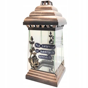 Grave Candle Golden Lantern Shrine s venovaním navždy v pamäti 32 cm
