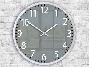 Nástenné hodiny ModernClock, biele, odtiene sivej, 30 cm