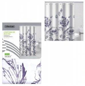 ZÁCLONA TEXTILNÁ SPRCHOVÁ ZÁCLONA 200x180 CM ZÁCLONA KVETOVÁ 1422