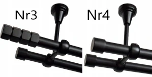 TYČ STROPNÝCH ZÁCLONOV, MAT ČIERNA, 19 mm/300 cm, DVOJNÁSOBNÁ SO ŽABKAMI, RÔZNE KONCE