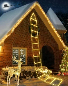 VIANOČNÉ SVETLÁ REBRÍKA LED REBRÍK TEPLEJ BIELY 3M 310 LED 8 REŽIMOV