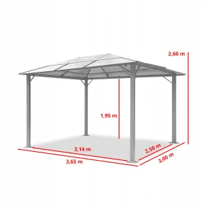 3x3,65 m Záhradný altánok Hardtop, so 4 bočnými stenami, krém