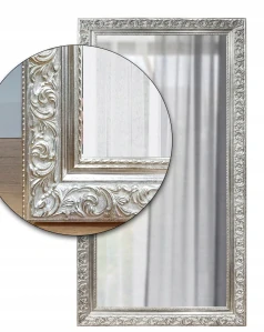 Exkluzívne zrkadlo v ŠTÝLOVOM ornamentálnom SILVER drevenom ráme 170x80 d5