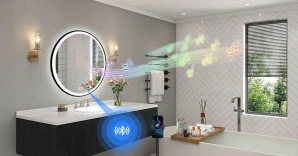 Kúpeľňové zrkadlo s Bluetooth odhmlievacím osvetlením, okrúhle 60 cm