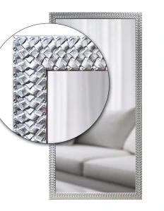 Zrkadlo v STYLISH SILVER drevenom ráme hadia koža 140x70 z9 strieborná