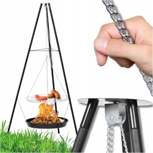 TRIPOD Krb Veľký GRILL Ohnisko Záhradný závesný rošt 2v1