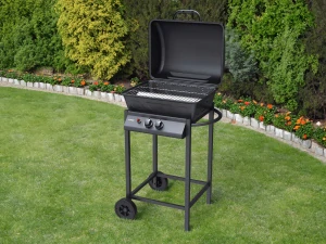 LUND PLYNOVÝ ZÁHRADNÝ GRIL 2 HORÁKY 5,5KW ČIERNY VEĽKÝ CHROMOVÝ ROŠT