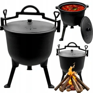 LIATINOVÝ HRNEC 10L POĽOVNÍCKY HRNEC MAĎARSKÝ HRNEC NA CAMPFIRE GRIL