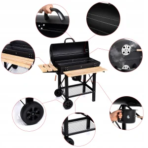 ZÁHRADNÝ GRIL NA UHLIE S POKROKOM ZATVORENÝ STOL PRENOSNÝ BAREL BBQ PRO