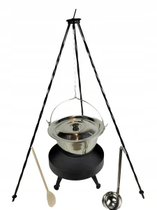 Nerezový kotlík 13 + naberačka KRB 40 cm statív 120 cm