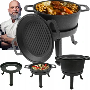 LIATIENOVÝ HRNEC POĽOVNÍCKA PANVA PANICA NA CAMPFIRE GRIL ROASTENKY 8L