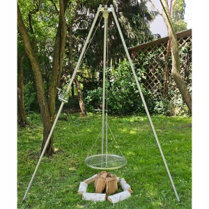 Záhradný gril statív 200cm nerez + rošt 60cm + navijak + INOX lano