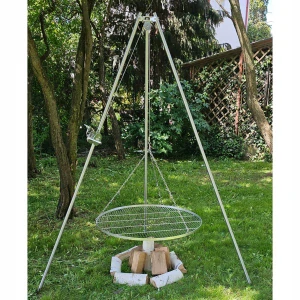 Záhradný gril statív 250cm nerez + rošt 90cm + navijak + INOX lano