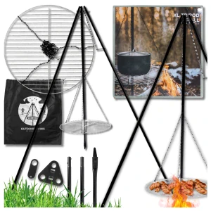 TRIPOD Ohnisko Veľký GRIL Ohnisko Záhradný Závesný grilovací rošt 2v1