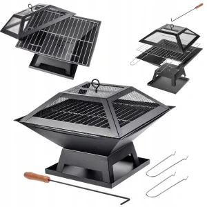 ZÁHRADNÉ OHNISKO NA TÁBOROVÝ GRIL S GRILOM S GRILOM 46cm OCELOVÁ SÚPRAVA